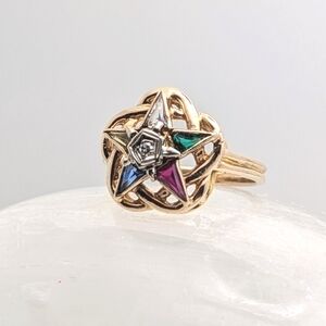 Vintage 10K Gold Order of the Eastern Star Ring